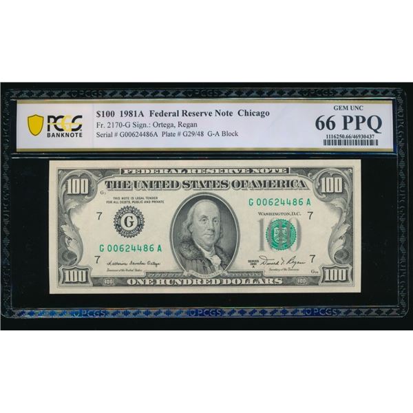 1981A $100 Chicago FRN PCGS 66PPQ