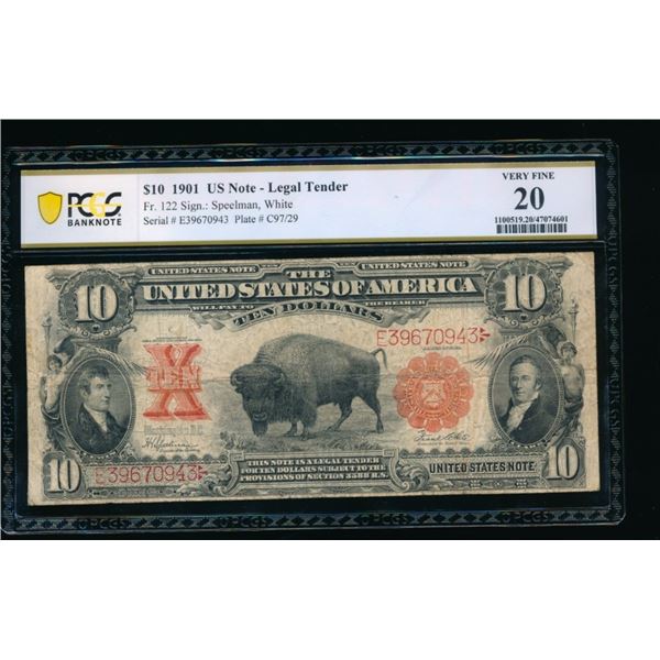1901 $10 Bison Legal Tender Note PCGS 20