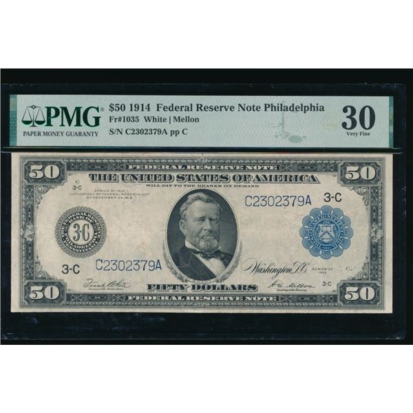 1914 $50 Philadelphia FRN PMG 30