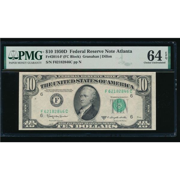1950D $10 Atlanta FRN PMG 64EPQ
