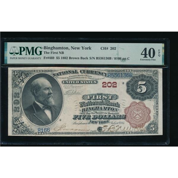1882 $5 Binghamton NY National PMG 40EPQ