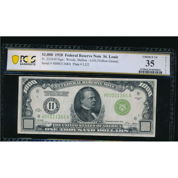 1928 $1000 St Louis FRN PCGS 35