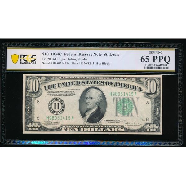 1934C $10 St Louis FRN PCGS 65PPQ