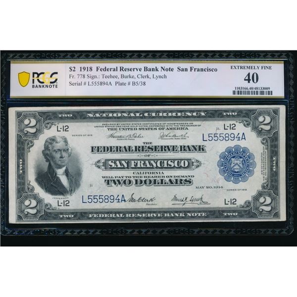 1918 $2 San Francisco FRBN PMG 40