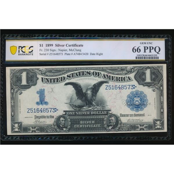 1899 $1 Black Eagle Silver Certificate PCGS 66PPQ