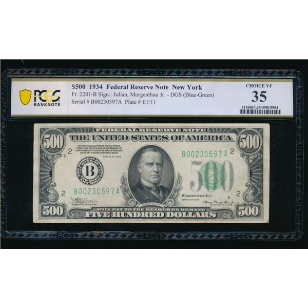 1934 $500 New York FRN PCGS 35