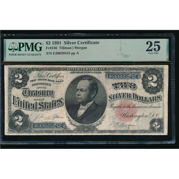 1891 $2 Silver Certificate PMG 25