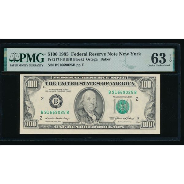 1985 $100 New York FRN PMG 63EPQ