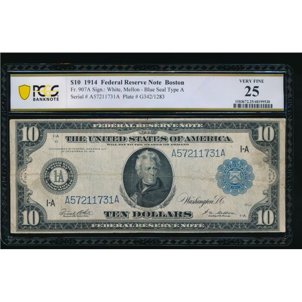 1914 $10 Boston FRN PCGS 25
