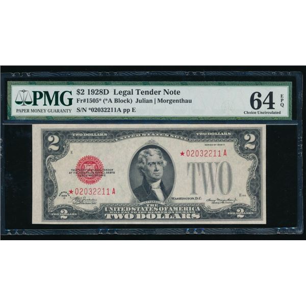 1928D $2 STAR Legal Tender Note PMG 64EPQ