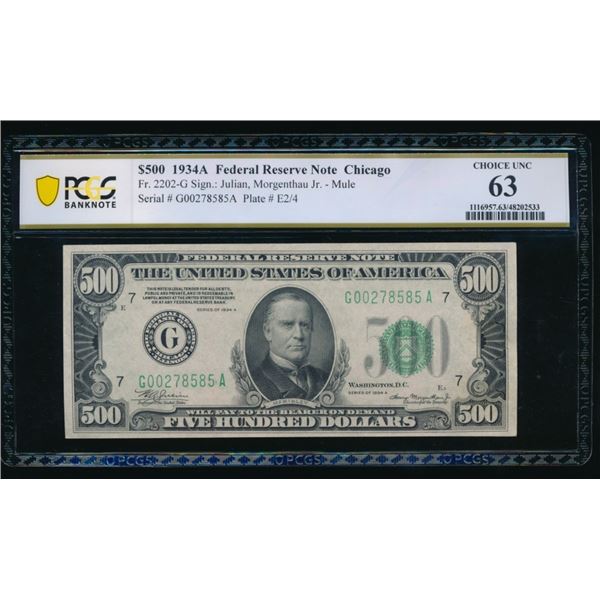 1934A $500 Chicago FRN PCGS 63