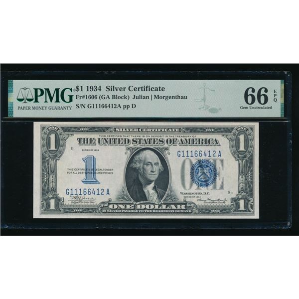 1934 $1 Silver Certificate PMG 66EPQ