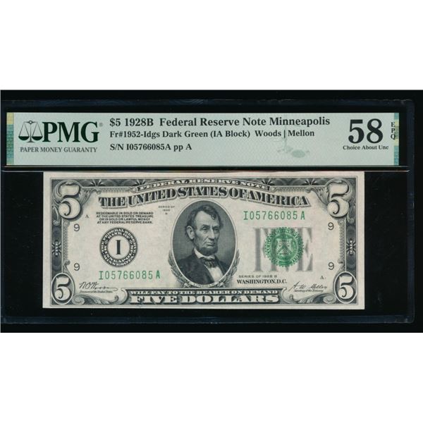 1928B $5 Minneapolis FRN PMG 58EPQ