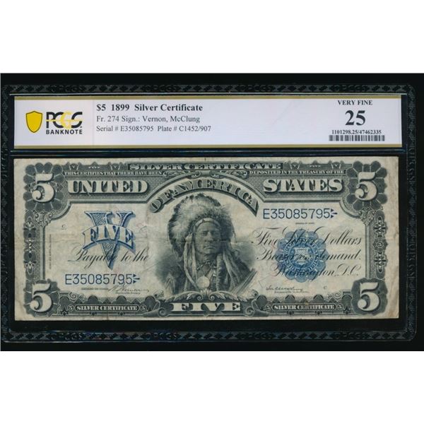 1899 $5 Chief Silver Certificate PCGS 25