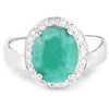 Image 2 : Rhodium Plated 4.70ct Emerald and Diamond Ring