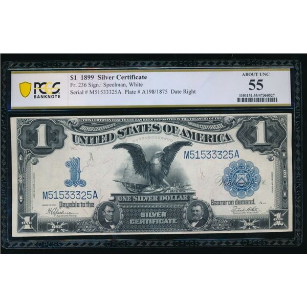 1899 $1 Black Eagle Silver Certificate PCGS 55