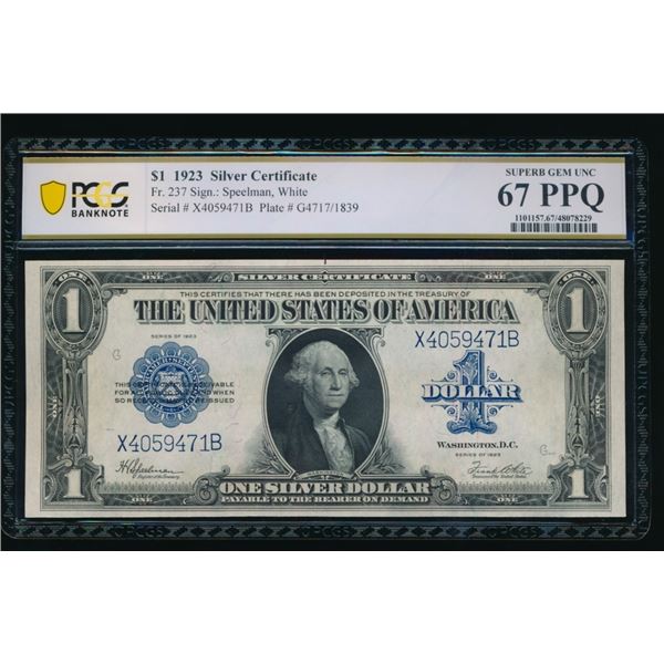 1923 $1 Silver Certificate PCGS 67PPQ