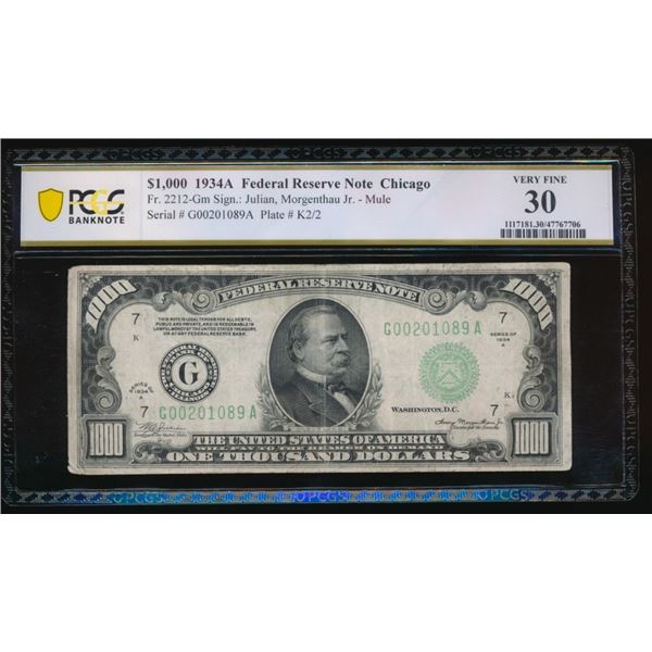 1934A $1000 Chicago FRN PCGS 30
