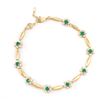 Image 1 : Plated 18KT Yellow Gold 0.81ctw Green Agate and Diamond Bracelet