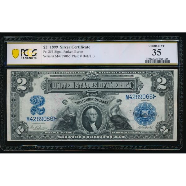 1899 $2 Mini Porthole Silver Certificate PCGS 35