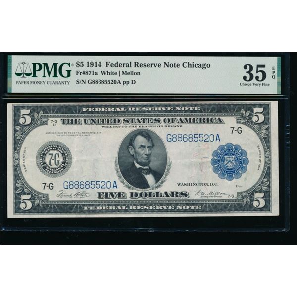 1914 $5 Chicago FRN PMG 35EPQ