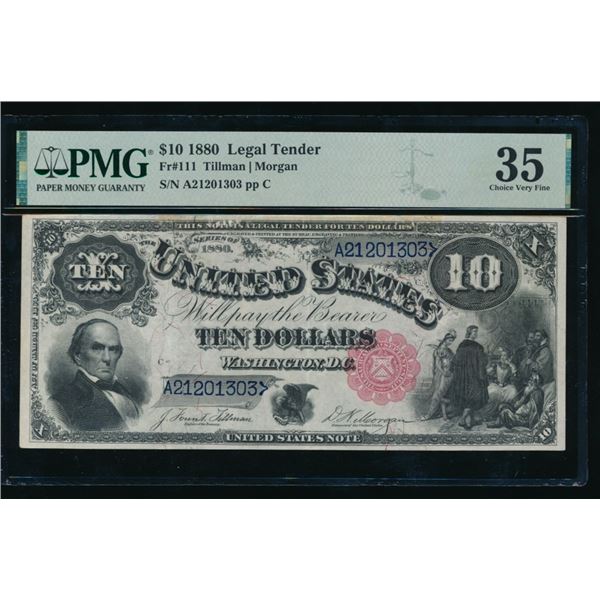 1880 $10 Jackass Legal Tender Note PMG 35