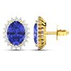 Image 2 : 14KT Yellow Gold 2.18ctw Tanzanite and Diamond Earrings