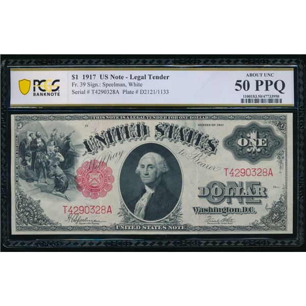 1917 $1 Legal Tender Note PCGS 50PPQ