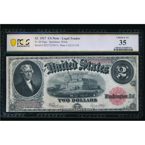 1917 $2 Legal Tender Note PCGS 35