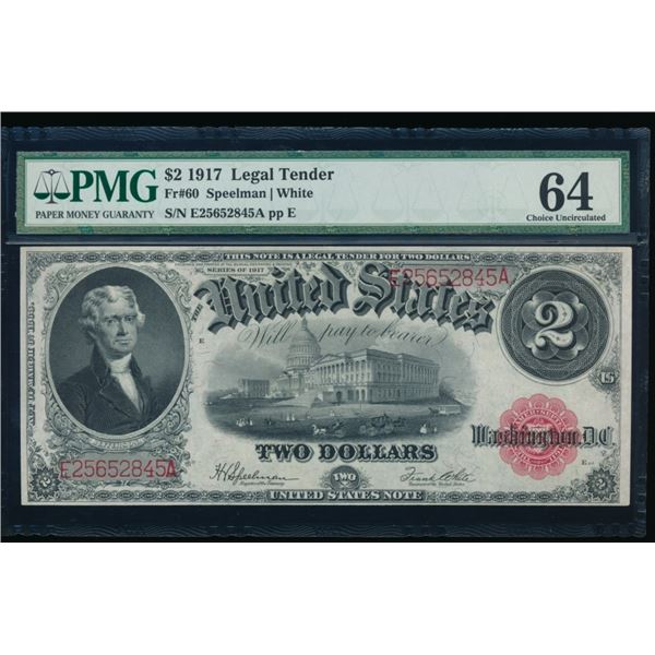 1917 $2 Legal Tender Note PMG 64