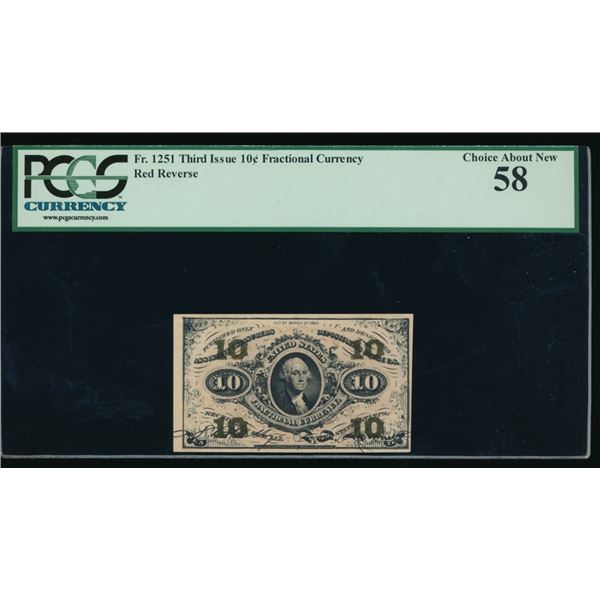 10 Cent Third Issue Fractional PCGS 58