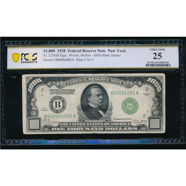 1928 $1000 New York FRN PCGS 25