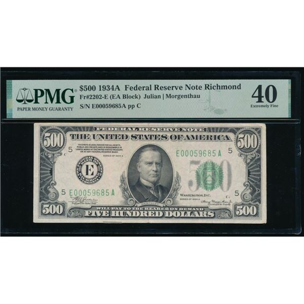 1934A $500 Richmond FRN PMG 40