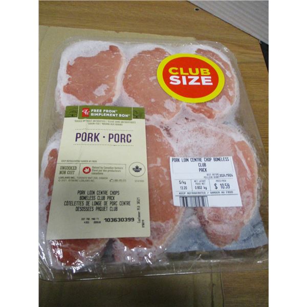 SHELF PULLS (AS IS):  CLUB PACK PORK LOIN CENTER CHOP (APPROX. $10.59)