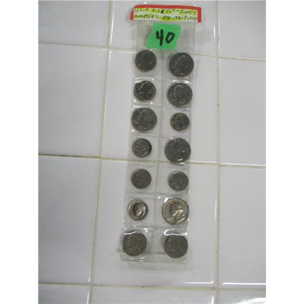 BUNDLE OF ASSORTED USA NICKELS, DIMES & QUARTERS