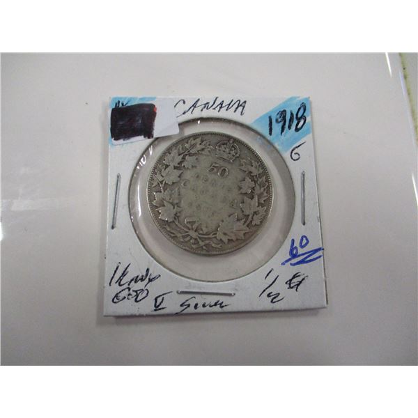 1918 CANADA SILVER HALF DOLLAR
