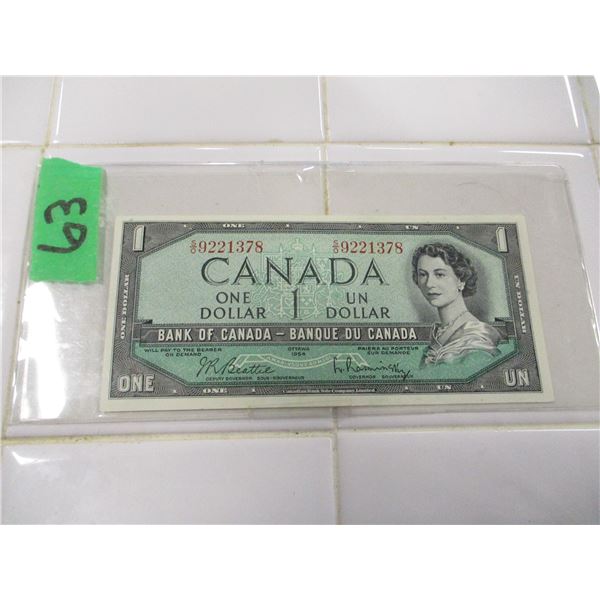 1954 CANADA $1 BILL