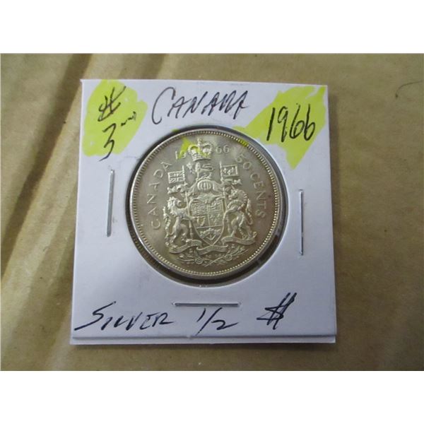 1966 CANADA SILVER HALF DOLLAR