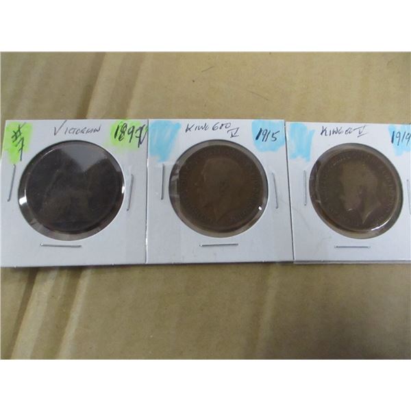 1897 VICTORIAN, 1915 KING GEORGE V & 1919 KING GEORGE V LARGE PENNIES
