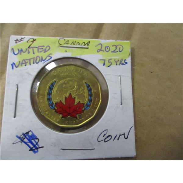 2020 UNITED NATION 75 YEAR CANADA $2 COIN
