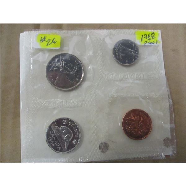 1968 PROOF CANADA MINT SEALED QUARTER, DIME,  NICKEL & PENNY