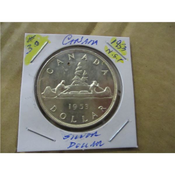 1953 NO SHOULDER STRAP CANADA SILVER DOLLAR