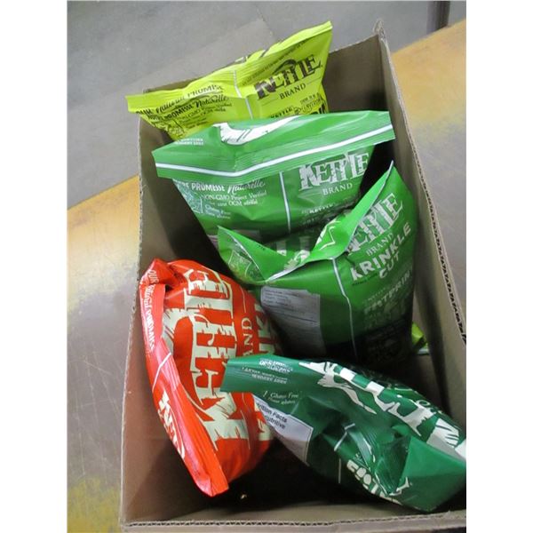 SHELF PULLS (AS IS):  BOX C/W 5 ASSORTED BAGS OF CHIPS
