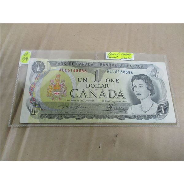 1973 BANK OF CANADA POKER HAND SERIAL NUMBER $1 BILL (3-6'S & 2-8'S)