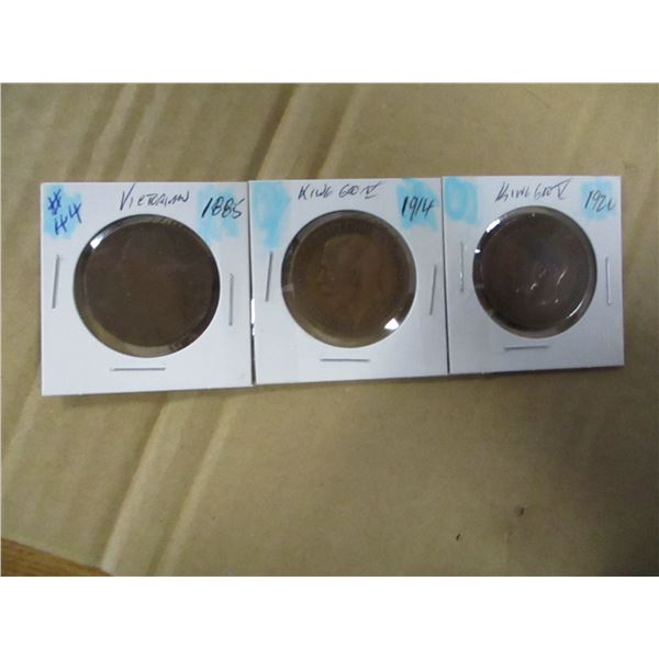 1885 VICTORIAN, 1914, 1920 KING GEORGE V LARGE PENNIES