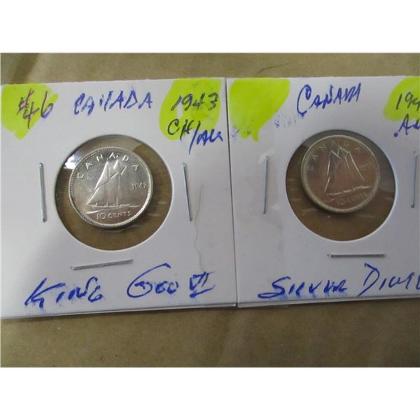 1943 - 1946 CH/AU CANADA KING GEORGE VI DIMES