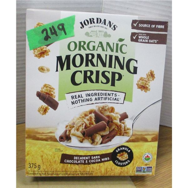 SHELF PULLS (AS IS):  JORDANS CHOCOLATE & COCOA NIBS CEREAL (375G) - BOX