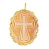 Vintage 18k Gold Cross Carved Oval Shell Cameo Polished Frame Brooch Pin Pendant