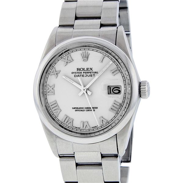 Rolex Mens Quickset Stainless Steel Sapphire Crystal Datejust With Smooth Bezel