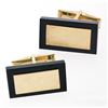 Image 1 : 14K Yellow Gold Rectangular Cut Black Onyx Florentine Finish Swivel Cuff Links